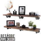 RESTORE Tablettes couleur « Driftwood Tan » de 36 po avec consoles en L par Pipe Decor