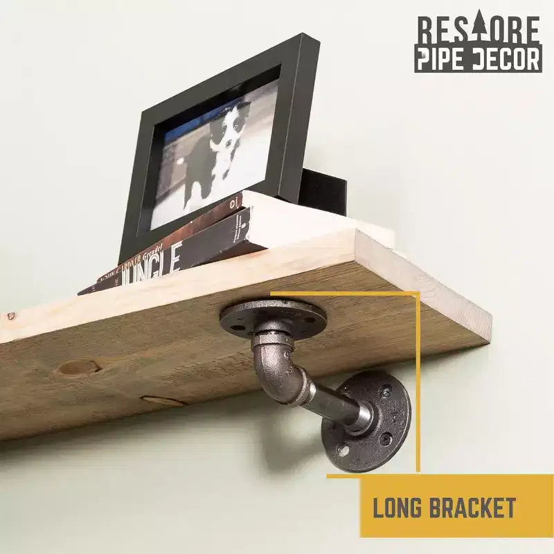 RESTORE Tablettes couleur « Driftwood Tan » de 36 po avec consoles en L par Pipe Decor