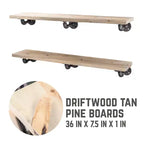 RESTORE Tablettes couleur « Driftwood Tan » de 36 po avec consoles en L par Pipe Decor