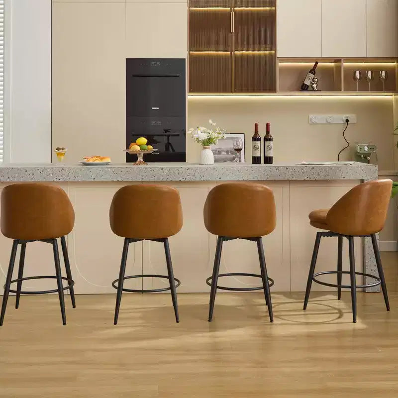 TruAIR Lot de 2 tabourets de bar 26 po - Tabourets de comptoir pivotants modernes avec dossier et cuir synthétique pour îlot de cuisine