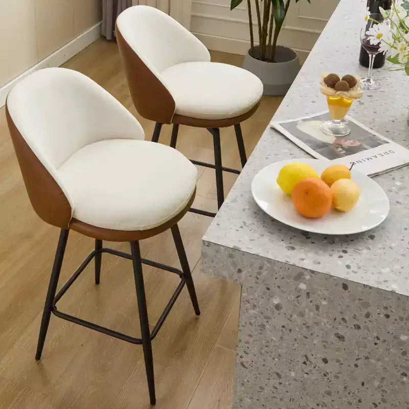 TruAIR Lot de 2 tabourets de bar 26 po - Tabourets de comptoir pivotants modernes avec dossier et cuir synthétique pour îlot de cuisine
