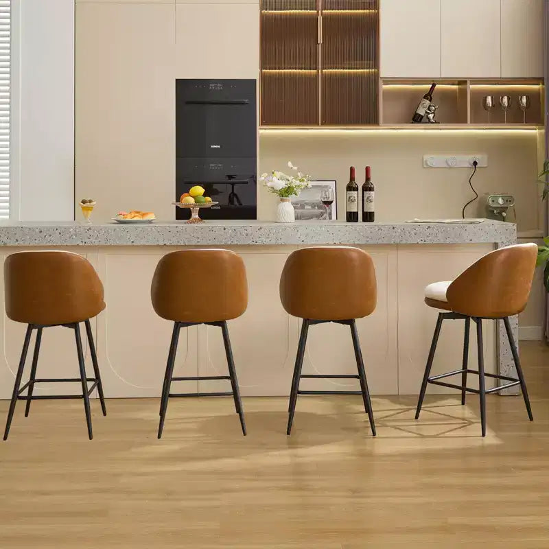 TruAIR Lot de 2 tabourets de bar 26 po - Tabourets de comptoir pivotants modernes avec dossier et cuir synthétique pour îlot de cuisine