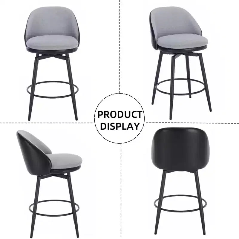 TruAIR Lot de 2 tabourets de bar 26 po - Tabourets de comptoir pivotants modernes avec dossier et cuir synthétique pour îlot de cuisine