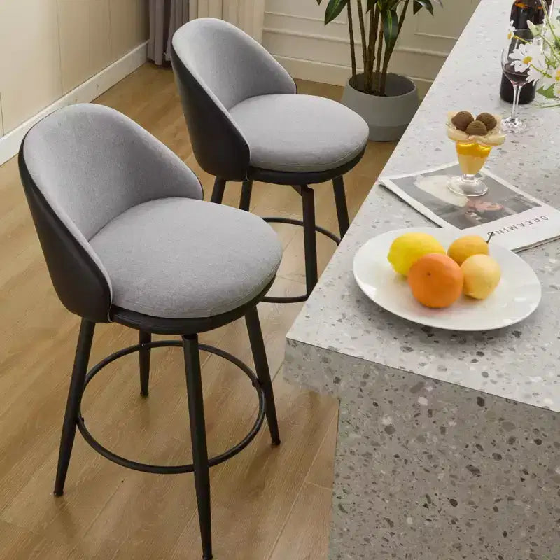 TruAIR Lot de 2 tabourets de bar 26 po - Tabourets de comptoir pivotants modernes avec dossier et cuir synthétique pour îlot de cuisine