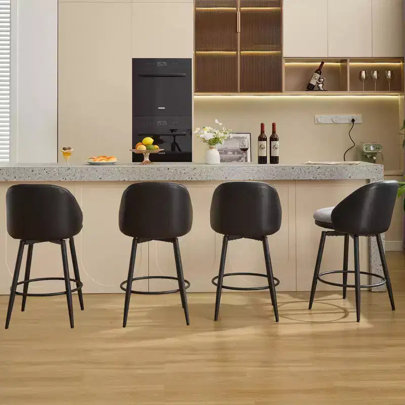 TruAIR Lot de 2 tabourets de bar 26 po - Tabourets de comptoir pivotants modernes avec dossier et cuir synthétique pour îlot de cuisine