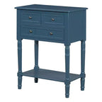Bellemave Table Console Étroite, Table Basse Fine avec Trois Tiroirs de Rangement et Étagère Inférieure (Bleu foncé)