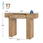 Table console de 120 cm avec tiroir, Table de canapé rectangulaire en bois derrière le canapé, Tables d'entrée industrielles de style ferme pour couloir