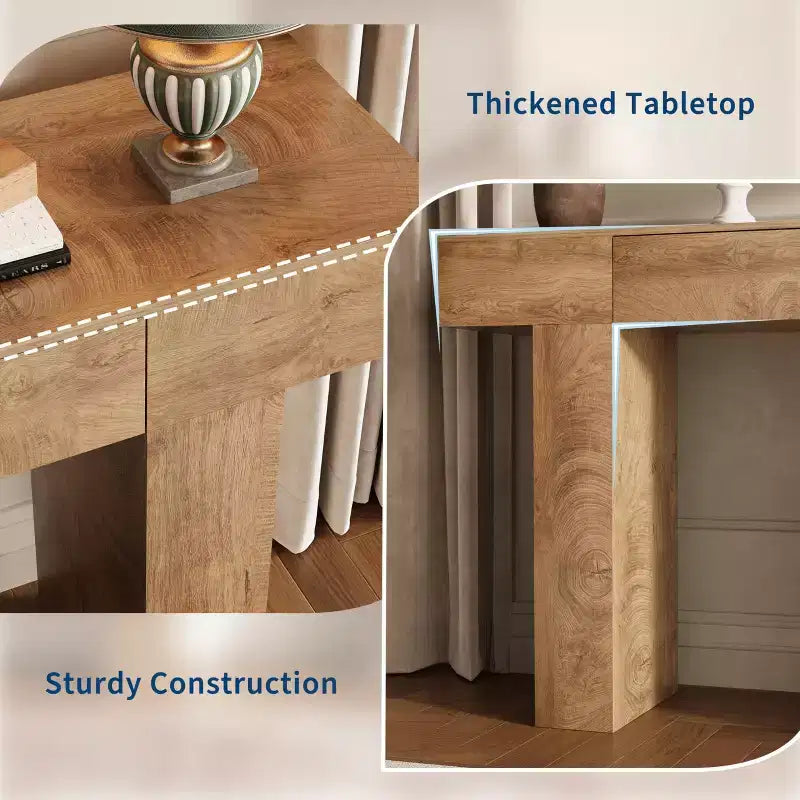 Table console de 120 cm avec tiroir, Table de canapé rectangulaire en bois derrière le canapé, Tables d'entrée industrielles de style ferme pour couloir