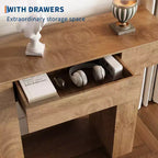 Table console de 120 cm avec tiroir, Table de canapé rectangulaire en bois derrière le canapé, Tables d'entrée industrielles de style ferme pour couloir