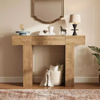Table console de 120 cm avec tiroir, Table de canapé rectangulaire en bois derrière le canapé, Tables d'entrée industrielles de style ferme pour couloir