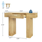 Table console de 120 cm avec tiroir, Table de canapé rectangulaire en bois derrière le canapé, Tables d'entrée industrielles de style ferme pour couloir