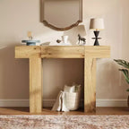 Table console de 120 cm avec tiroir, Table de canapé rectangulaire en bois derrière le canapé, Tables d'entrée industrielles de style ferme pour couloir