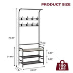 Banc à chaussures porte-manteau 4 en 1 avec 8 patères pour les petits espaces