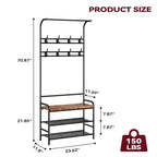 Banc à chaussures porte-manteau 4 en 1 avec 8 patères pour les petits espaces