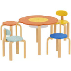 Ensemble de 5 pièces de table et de chaises Qaba pour enfants, ensemble de table et de chaises pour tout-petits en forme de fleur avec rangement intégré, pour le dessin, la lecture et les activités artistiques et créatives.