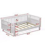 Lit plateforme double Whisen avec barrières pour filles et garçons, cadre en bois robuste