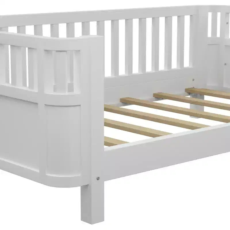 Lit plateforme double Whisen avec barrières pour filles et garçons, cadre en bois robuste