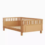 Lit plateforme double Whisen avec barrières pour filles et garçons, cadre en bois robuste