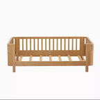Lit plateforme double Whisen avec barrières pour filles et garçons, cadre en bois robuste