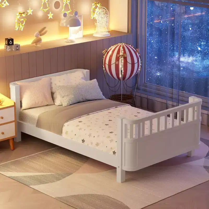 Lit plateforme double Whisen avec barrières pour filles et garçons, cadre en bois robuste