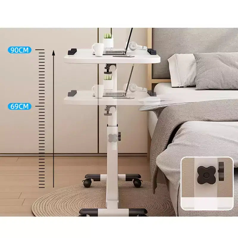 Table de lit réglable avec roulettes, bureau portable pliable pour ordinateur portable (hauteur réglable) pour bureau à domicile et poste de travail (1-pack)
