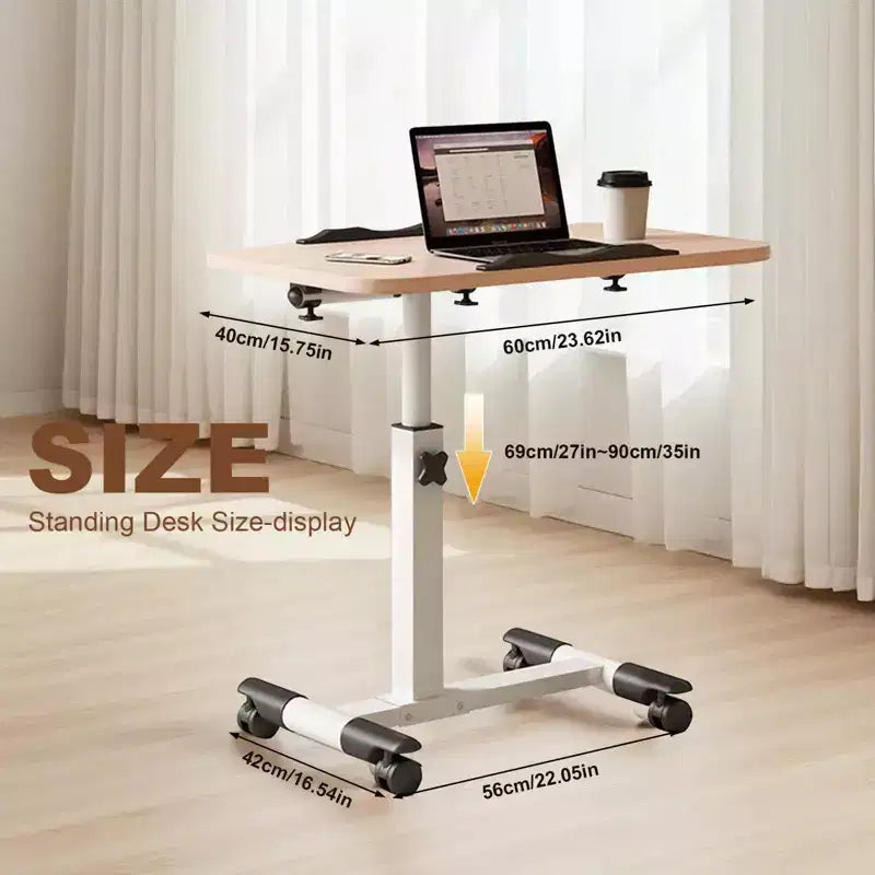 Table de lit réglable avec roulettes, bureau portable pliable pour ordinateur portable (hauteur réglable) pour bureau à domicile et poste de travail (1-pack)