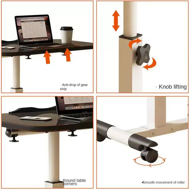 Table de lit réglable avec roulettes, bureau portable pliable pour ordinateur portable (hauteur réglable) pour bureau à domicile et poste de travail (1-pack)