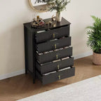 Commode cannelée à 6 tiroirs de 54 po – Armoire de rangement en bois moderne pour chambre et salon