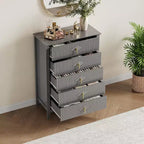 Commode cannelée à 6 tiroirs de 54 po – Armoire de rangement en bois moderne pour chambre et salon