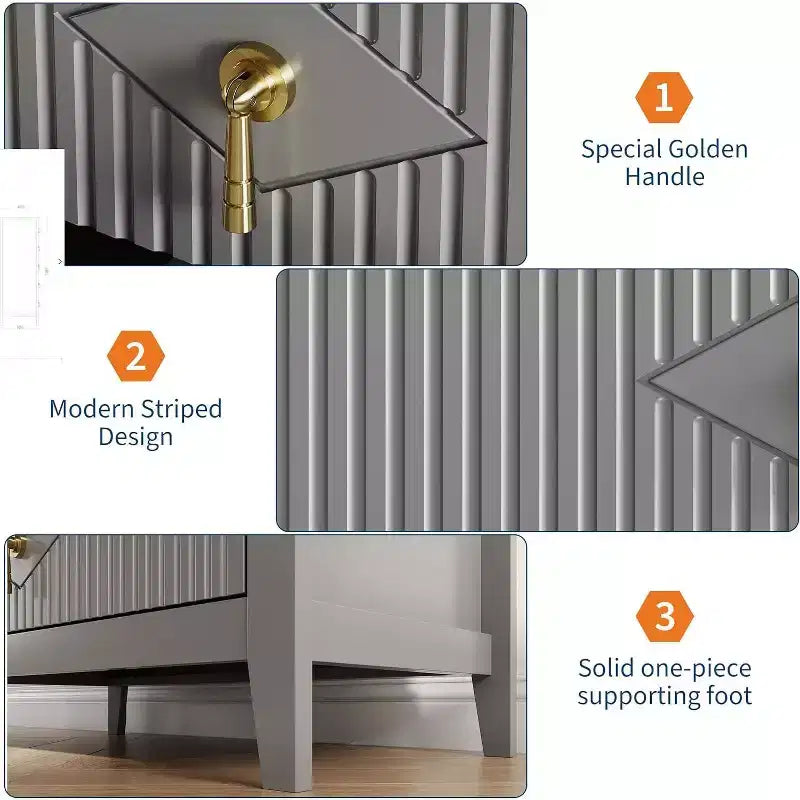 Commode cannelée à 6 tiroirs de 54 po – Armoire de rangement en bois moderne pour chambre et salon