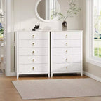 Commode cannelée à 6 tiroirs de 54 po – Armoire de rangement en bois moderne pour chambre et salon