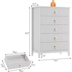 Commode cannelée à 6 tiroirs de 54 po – Armoire de rangement en bois moderne pour chambre et salon