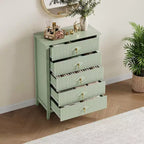 Commode cannelée à 6 tiroirs de 54 po – Armoire de rangement en bois moderne pour chambre et salon