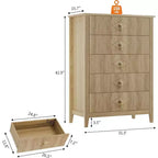 Commode cannelée à 6 tiroirs de 54 po – Armoire de rangement en bois moderne pour chambre et salon