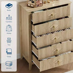 Commode cannelée à 6 tiroirs de 54 po – Armoire de rangement en bois moderne pour chambre et salon