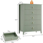 Commode cannelée à 6 tiroirs de 54 po – Armoire de rangement en bois moderne pour chambre et salon