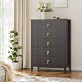 Commode cannelée à 6 tiroirs de 54 po – Armoire de rangement en bois moderne pour chambre et salon