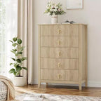 Commode cannelée à 6 tiroirs de 54 po – Armoire de rangement en bois moderne pour chambre et salon