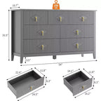 Commode à 7 tiroirs cannelés de 54 po – Armoire de rangement moderne en bois pour chambre et salon