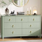 Commode à 7 tiroirs cannelés de 54 po – Armoire de rangement moderne en bois pour chambre et salon