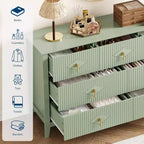 Commode à 7 tiroirs cannelés de 54 po – Armoire de rangement moderne en bois pour chambre et salon