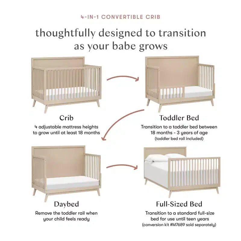 Lit de bébé convertible 4-en-1 Babyletto Palma Mid-Century avec kit de conversion pour lit de bambin