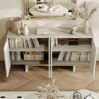 CLIHOME Buffet de rangement en bois moderne 4 portes autoportant, Meuble TV et Console