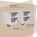 CLIHOME Buffet de rangement en bois moderne 4 portes autoportant, Meuble TV et Console