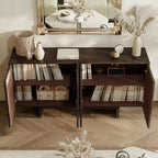 CLIHOME Buffet de rangement en bois moderne 4 portes autoportant, Meuble TV et Console