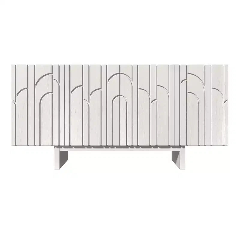CLIHOME Buffet de rangement en bois moderne 4 portes autoportant, Meuble TV et Console