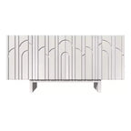 CLIHOME Buffet de rangement en bois moderne 4 portes autoportant, Meuble TV et Console