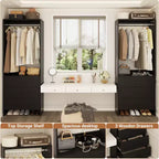 Système d'organisation de placard Besiost avec tiroirs en bois, armoire autoportante avec tringle à vêtements