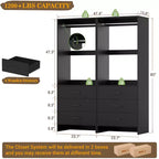 Système d'organisation de placard Besiost avec tiroirs en bois, armoire autoportante avec tringle à vêtements