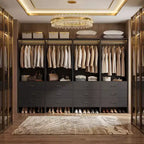 Système d'organisation de placard Besiost avec tiroirs en bois, armoire autoportante avec tringle à vêtements